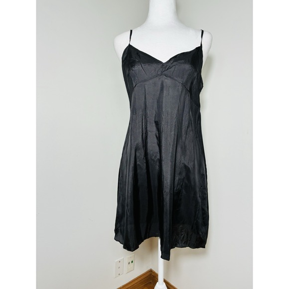 Rebecca Taylor Dresses & Skirts - Vintage Rebecca Taylor Mini Slip Dress 100% Silk Black Sz M Y2K Ajustable Straps